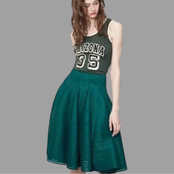 MAJE Green pleated skirt in Neoprene FR 34 / US 2 - Picture 11 of 15